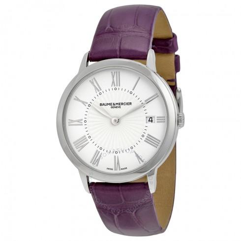 Classima White Dial Purple Leather Ladies Watch 10224